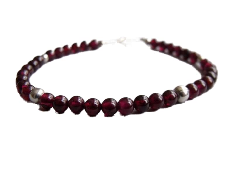 Bracelet de luxe en pierres de grenat 4mm coupées lisses par LKBEADS