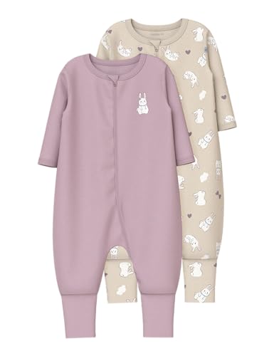 Name it baby Damen Nbfnightsuit 2P Zip Ff Rabbit Noos, Summer Sand, 80 cm (2er Pack)