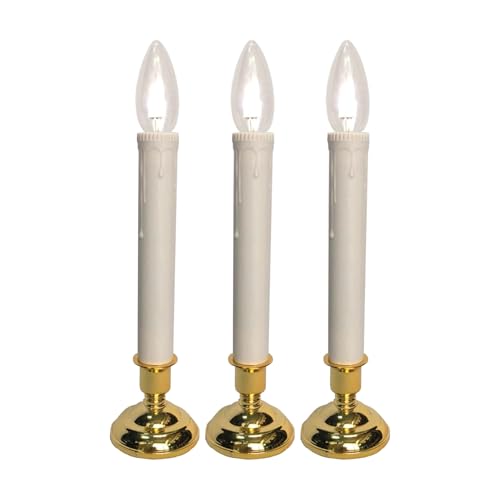 Brite Star Battery Operated 10-inch Tiffany LED Candles - 3 Count Flameless Candles with Timer- Perfect for Home Décor