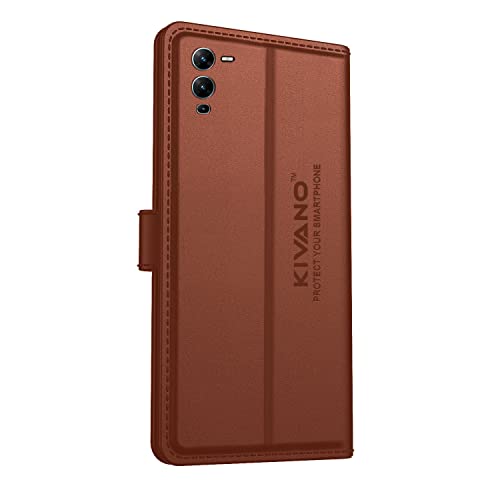 Image of KIVANO Compatible with Vivo V25 Pro Flip Cover | Leather Finish | Inside Pockets & Inbuilt Stand | Shockproof Wallet Style Magnetic Closure Back Cover Case
