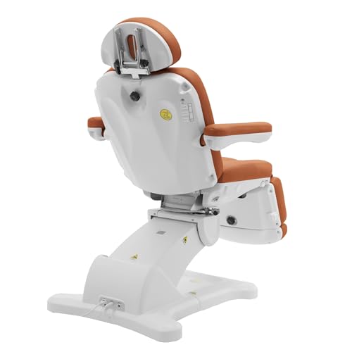 Image of SKINACT Malibu Electric Medical Spa Facial Treatment Chair /Table with 240 Swivel Base, Adjustable Backrest, Leg Rest and Wired Hand Remote Control (Camel)