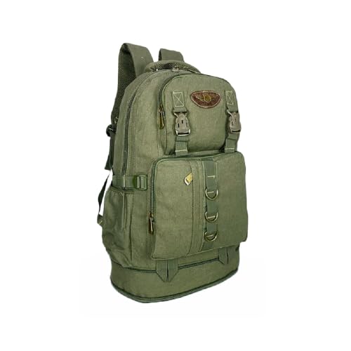 Mochila Lona De Camping Acampamentos Reforçada Motoqueiro Viagem Trilha 50l (M01, Verde)