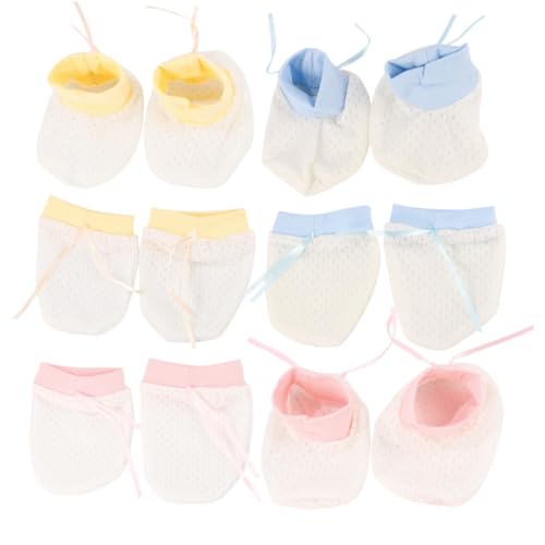 3sets Scratch Gloves Newborns Gloves for Boy Girl Born Essentials for Safety Must Haves in Yellow