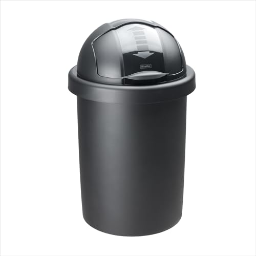 Rotho Roll Bob Poubelle Ronde 30L avec Couvercle, Plastique (PP) sans BPA, Noir, 30L (35,5 X 35,5 X...