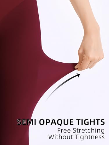 Image of Women's 80 Denier Semi Opaque Tights High Waist Soft Solid Color Footed Pantyhose