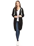 Anna-Kaci Women's Oversized Long Zip Up Hoodie Sweater Sweatshirt Dress Jacket,Black, Small