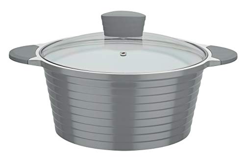 GSW Stahlwaren GmbH Kochtopf mit Glas Deckel, grau/transparent, 16 x 9,5 cm, 1,5 Liter