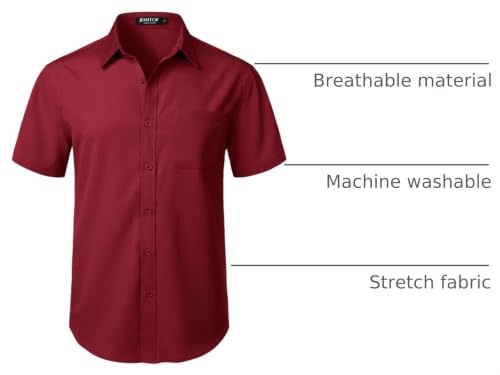 Image of JEMITOP Mens Stretch Wrinkle Free Texture Shirts