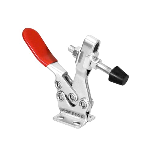 Image of POWERTEC 1PK Toggle Clamp, 500 lbs Holding Capacity, 225D Quick Release Horizontal Clamps w / Antislip Rubber Pressure Tip for Woodworking Jigs and Fixtures, Welding, Drill Press, Crosscut Sled (20301)