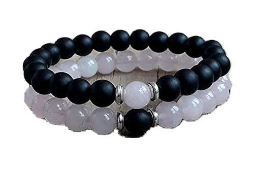 Bracelet shungite et quartz rose 8 mm contre le manque affectif