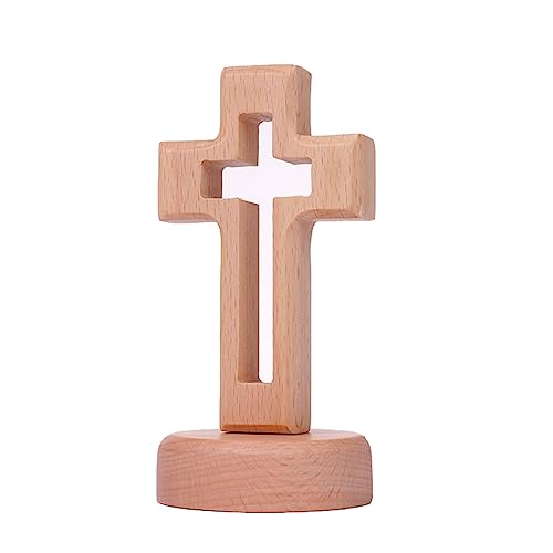 Floatdream Cruz de Mesa con Base, Cruz de Madera con Base Magnéti...