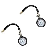 BudgetBundles US Premium Flexible Hose Truck Car Tire Pressure Gauge 0-100 PSI Air Meter Teste (2 Pack)
