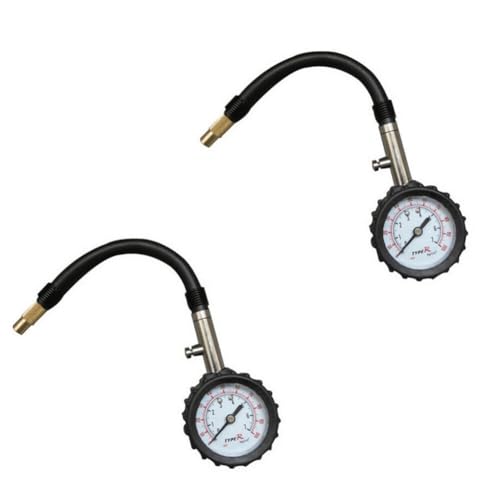 BudgetBundles US Premium Flexible Hose Truck Car Tire Pressure Gauge 0-100 PSI Air Meter Teste (2 Pack)