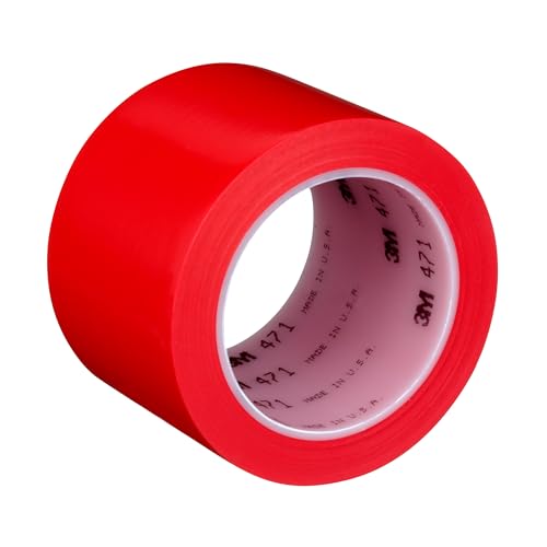 Image of 3M Vinyl Tape 471, 3 in x 36 yd, Red, 1 Roll, Paint Alternative for Floor Marking, Social Distancing, Color Coding, Safety Marking