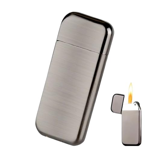 NIVEK Slim Compact Lighter, Ultra Thin, Small Portable, Soft Flame Refillable for Men Women (Black Chrome)