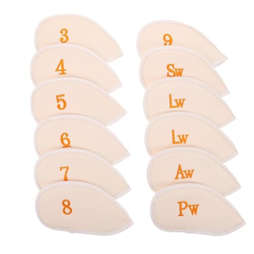 STOBAZA Fundas para Palos de Golf Blancas para Hierros, 12 Piezas, Tela Resistente al Desgaste, Protección Completa para Cabezas, Ultraligeras y Compactas, Accesorios para Golf al Aire