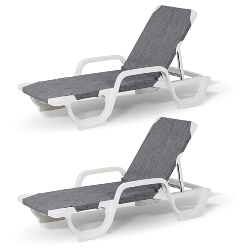 CREVICOSTA QUALITY MARK MARCAS DE CALIDAD - Lena - Lote de 2 Tumbonas de Resina para jardín y Piscina (Gris)