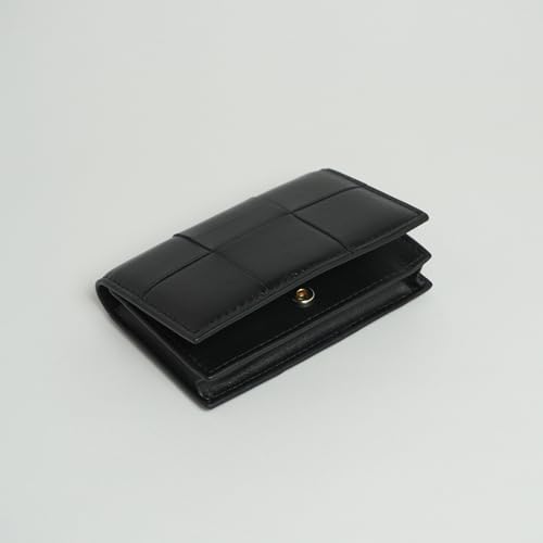 Genuine Leather Woven Card Holder Wallet, Sheepskin Braided Card Holder (Black)3