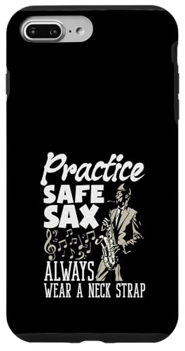 練習 安全 サックス Always Wear A ネック ストラップ おもしろサックス スマホケース iPhone 7 Plus/8 Plus 用