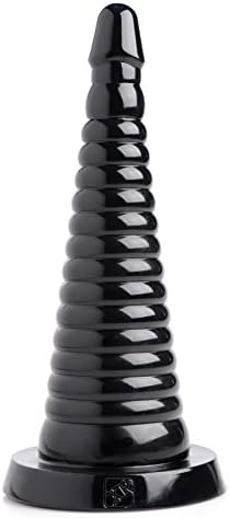 Master Series Giant Ribbed Anal Ribbed Cone, Black (AF608)