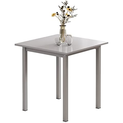 JEFFORDOUTLET Dining Table,Modern Grey Square Glossy Kitchen Table for Apartment,Small Dining Room,Kitchen Cover