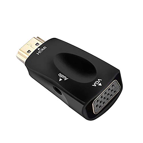 1080P Hdmi Stecker Vga Buchse Adapter Video Konverter 3.5 mm Audio Ausgang Kabel(Schwarz)