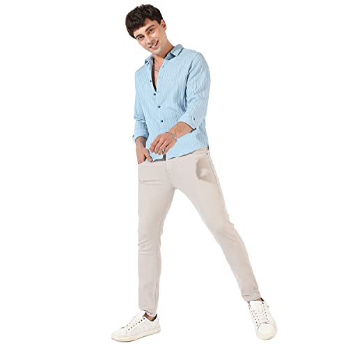 Image of CAHOOT Men's Button Up Shirt for Casual Wear | Regular Fit | Poly Lycra Shirt Crafted with Short Sleeve & Enhanced Stretch Comfort Fit for Everyday Wear