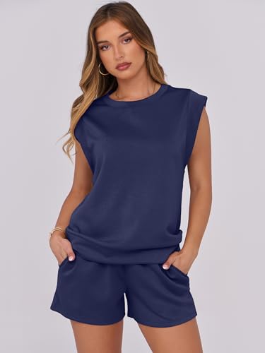 Image of ANRABESS Two Piece Sets for Women 2026 Summer Short Lounge Set Casual Beach Vacation Outfits Spring Sweatsuits Tracksuit
