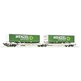 Art.-Nr. 77362 Roco 77362 H0 Doppeltaschen-Gelenkwagen der AAE AAE, LKW-Auflieger der Spedition Wenzel