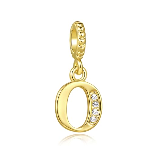 Image of SBI Jewelry Gold 0 Number Charm for Pandora Bracelets Necklace Pendant Dangle Number 0 Charms for Women Birthday Jewellery Gift