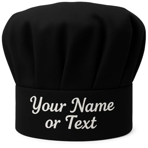 Gorro de chef personalizado unisex para chef personalizado, texto o logotipo, gorro de cocinero de algodón, para cocina, hotel, restaurante, gastro, negro, sombrero de chef personalizado, logotipo de