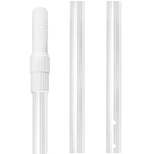 Pool Pole Telescopic with Durable Buckle, Pool Extension Pole for Cleaning, 2-Section Adjustable Aluminum Pole for Pool Skimmer Net Leaf Rake Pool Brush Vacuum Head (8ft, Silver)