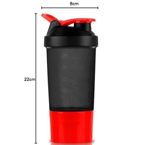Image of Zyro Spider Gym Shaker Bottle, Shakers for Protein Shake 500 Ml with 1 Storage Compartment Gym protein shaker for workout (Pack of 1,Red)