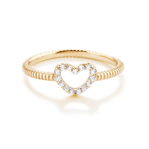 Precious Pieces Sterling Silver or 14K Gold Plated CZ Heart Baby Ring with Rope Band for Toddlers, Little Girls, Stackable or Pinky Ring for Teens and Women