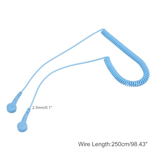 Image of MECCANIXITY ESD Grounding Cable Cord 250cm /98 Inch Long,Anti-Static Ground Wire Cable Double Buckle for Eliminate Conductor Electrostatic,Pack of 1(Blue)