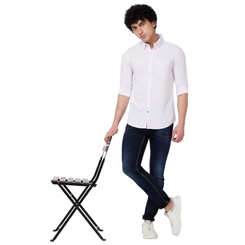 Image of Spykar Men's Regular Fit N /A Full Sleeve Striped Casual Shirts