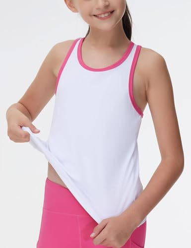 Image of THE GYM PEOPLE Girl's Athletic Tank Tops Racerback Running Workout Shirts | Soft, High stretch, Racerback, Relaxed fit, Easy to match, For running, dancing and daily wear