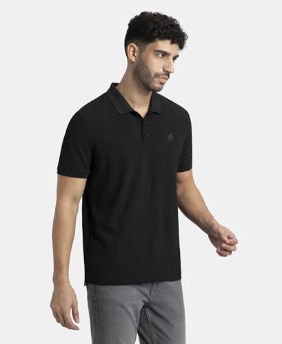 Image of Jockey AM38 Men's Microfiber Fabric Solid Half Sleeve Polo T-Shirt with StayDry & StayFresh Technology