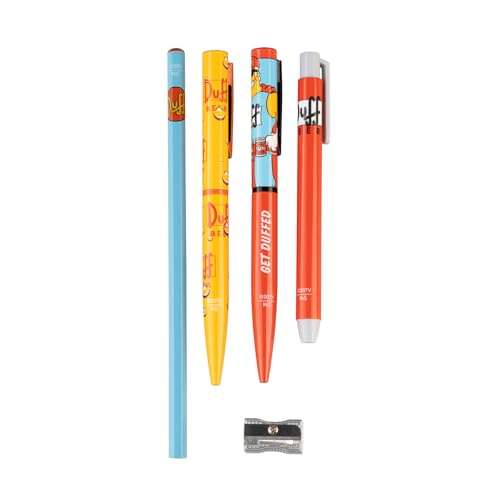Grupo Erik Pen Holder For Desk & Stationery Set - The Simpsons Gifts | Desk Accessories - Pencil Holder, 2 Pens, Pencil, Eraser, Sharpener | Duff Beer Gifts For Men & For Women - Image 2