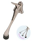 One Touch Kickdown Door Stopper, Door Holder, Heavy Duty Door Stops, Bottom of Door, Height-Adjustable Rubber Tips by HASHI (Satin Nickel 6 inch x 1pack)