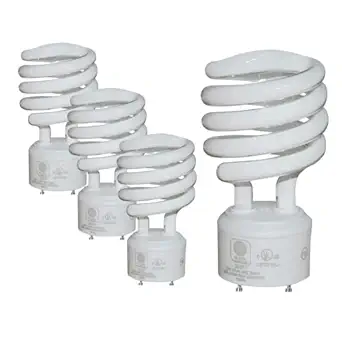 SleekLighting - 23 Watt GU24 Base 2 Prong Light Bulbs- UL Approved CFL Light bulbs-120v 60Hz - Twist Lock Spiral -Self Ballasted CFL gu24 Light Bulb- 3500K- 1600s Neutral White 4 Pack (100 Watt Equ)