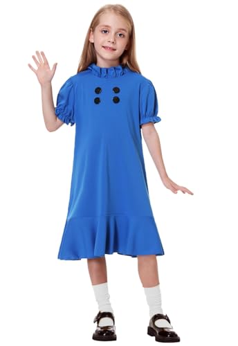 Remimi Girls Halloween Blue Dress Short Sleeve Pink Dresses 5-14 Years2