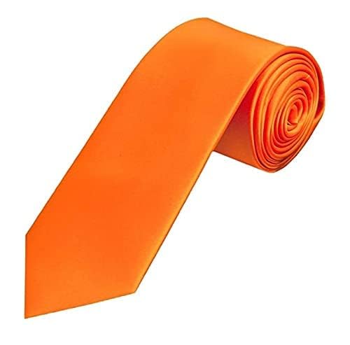 JAGMOOLYA PRODUCTS Men's Solid Color Satin Microfiber Tie, Regular and Skinny Width for Office, Interview, Wedding Formal Dress (ORANGE)-picture-32
