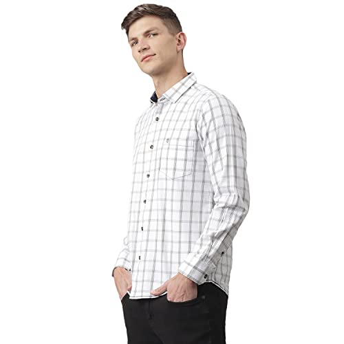Image of Thomas Scott Men's Polyester Checkered Slim Fit Formal T-Shirt