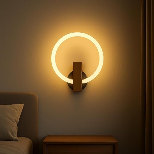 Image of Lunaris Halo Wall Light | Decorative LED Wall Lamp for Bedroom, Living Room & Office | Fancy Warm White Light for Hotels - (2 Pack)