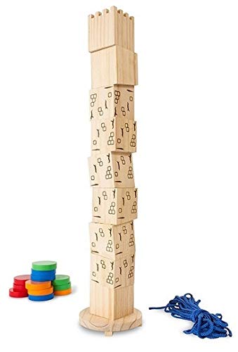 Jeu de Societe geant en Bois : Tour de pise XXL de 65 cm de Haut avec 12 palets + Une Carte Offerte