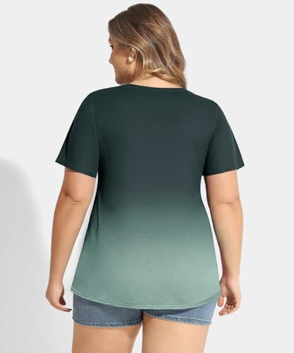Image of CARCOS Plus Size Tops for Women Short Sleeve Shirt Summer Star /Leopard /Tie Dye /Flower Crewneck Pullover Tunic XL-5XL