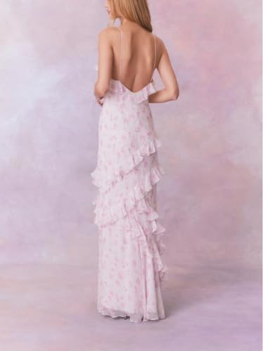 Image of SOOKABEILA Women Y2k Boho Maxi Dress Floral Lace Sheer Tiered Flowy Cami Long Dress 2025 Summer Smocked Beach Sundress