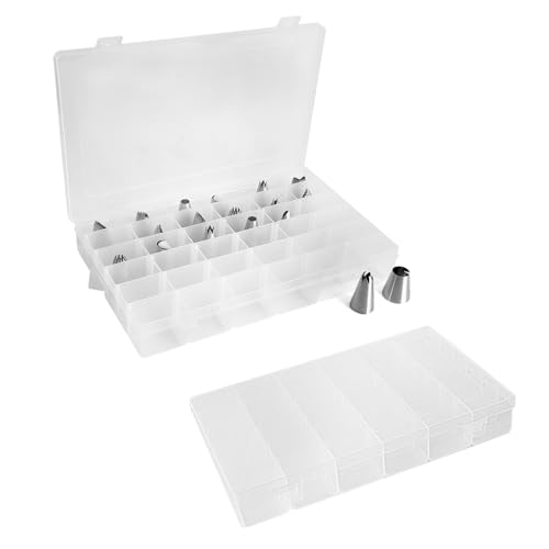 2 Pack Piping Tip Organizer Box with Adjustable Dividers