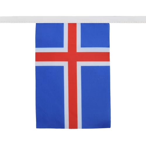 Image of AZ FLAG Iceland 6 meters BUNTING Flag 20 flags 9'' x 6'' - Icelander STRING flags 15 x 21 cm